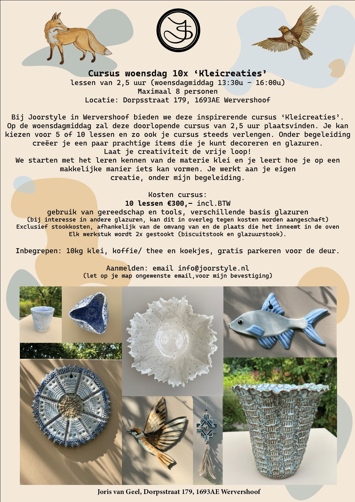 Cursus 'Kleicreaties' woensdagmiddag 10x