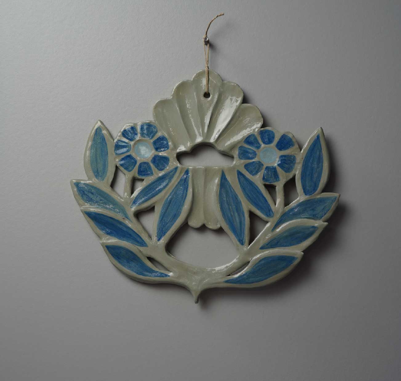 Wandhanger blauwe bloemen