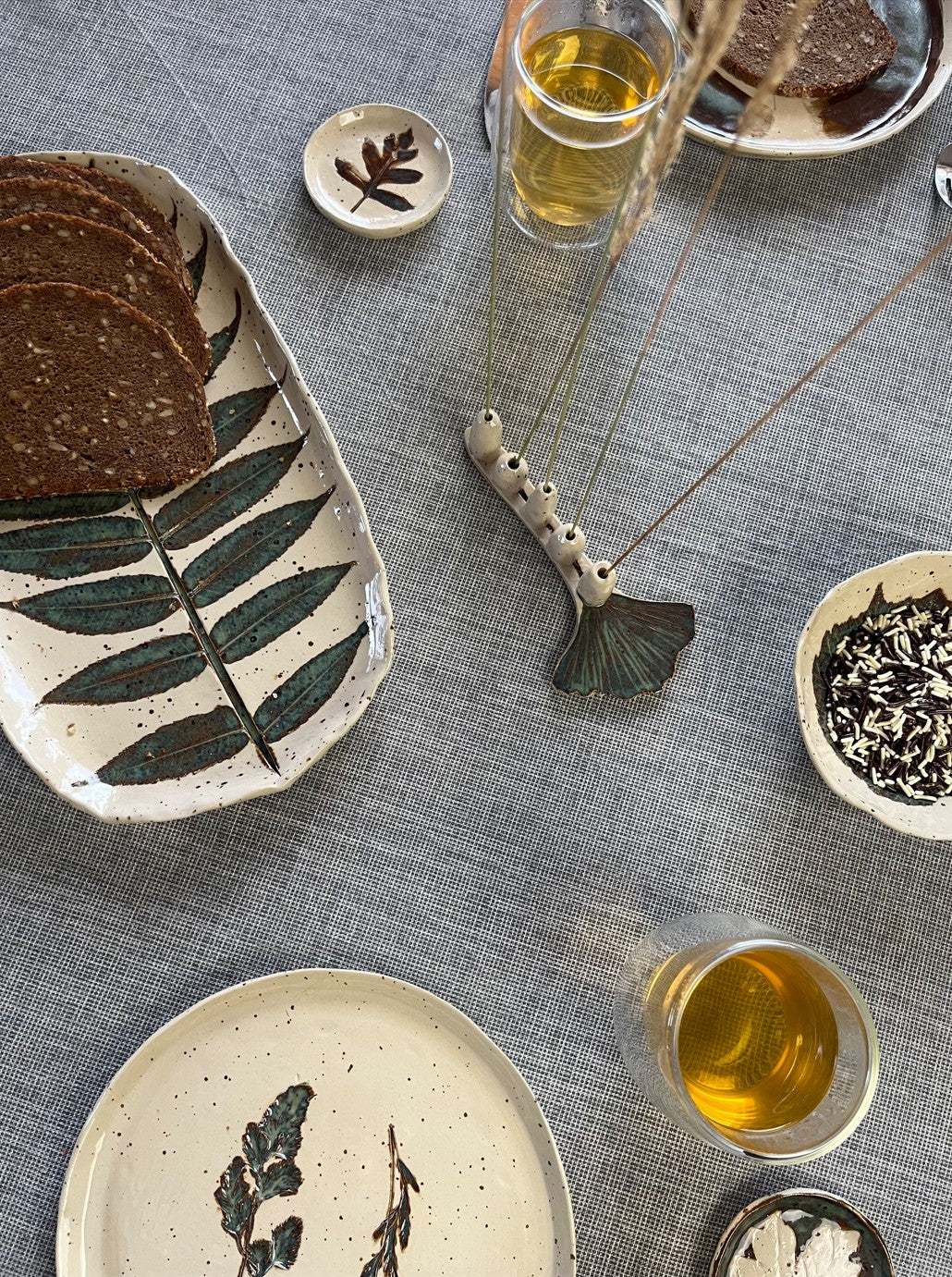 Serveerschaal groot met bladafdruk